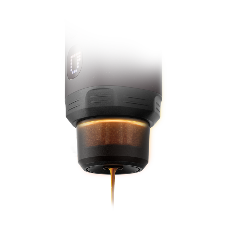 Wacaco® Pixapresso приготвя еспресо със светлинен индикатор и прозрачна камера, показваща потока на кафето.